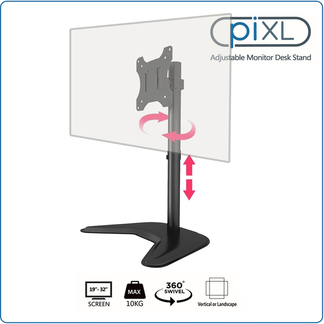 piXL Single Monitor Arm Desk Stand, For Screens up to 32