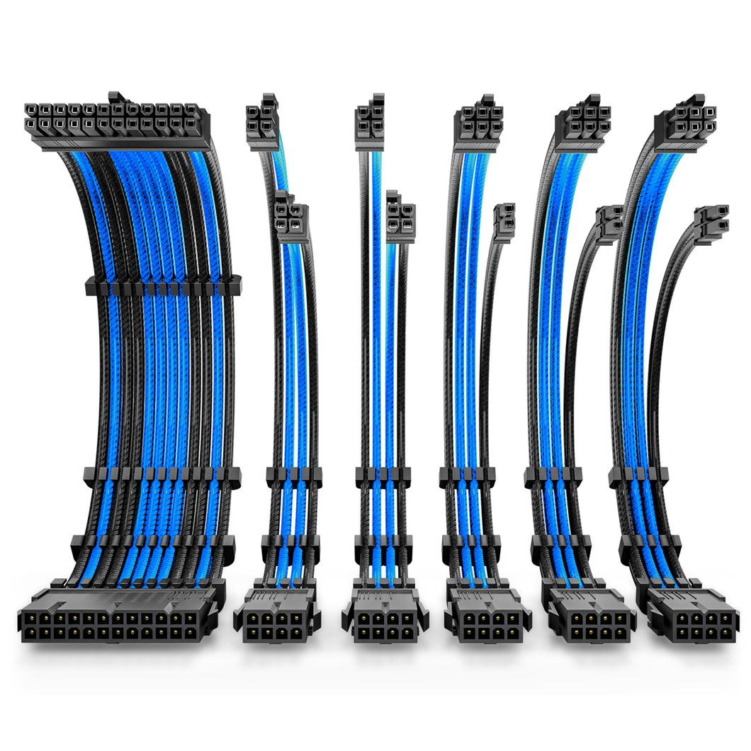 Antec Black/Blue PSU Extension Cable Kit - 6 Pack (1x 24 Pin, 2x 4+4 Pin, 3x 6+2 Pin)