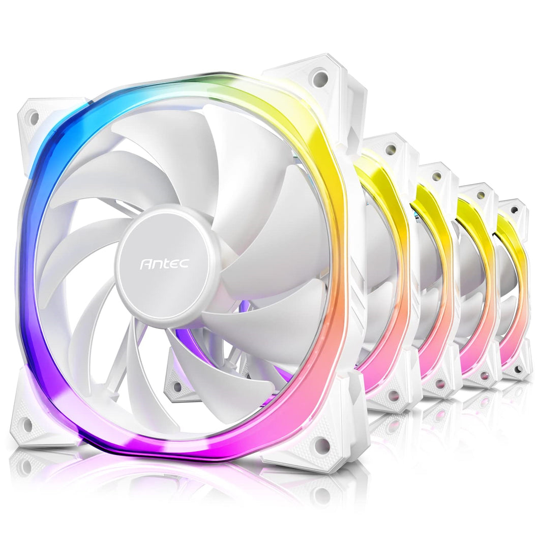 Antec Fusion 120mm ARGB 5 Fan Pack, White, 5x120mm ARGB Fans, Upto 2000RPM, 57.93CFM Airflow, 31.24dB Max, 4-pin PWM