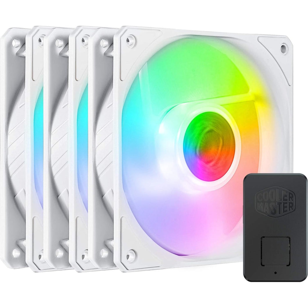 Cooler Master SickleFlow 120 ARGB White Edition 3-in-1 Fan Pack, 120mm, 1800RPM, 4-Pin PWM Fan & 3-Pin ARGB Connectors, New Blade Design to Improve Air Flow & Air Pressure, Secure Addressable RGB Connector Clips, Addressable RGB Controller Included