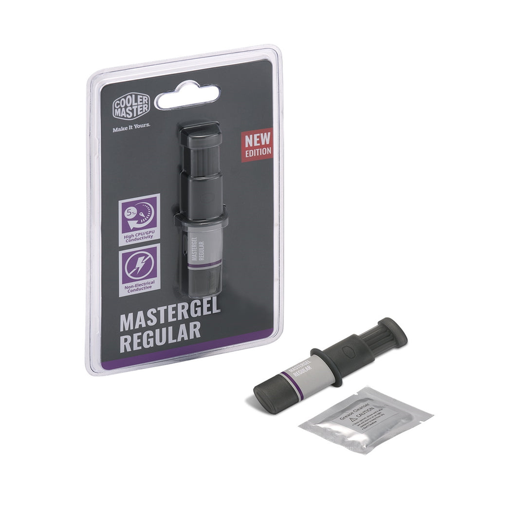 COOLER MASTER MasterGel Regular Thermal Compound Syringe, 2.5g, Grey, High Conductivity to Aid Heat Transfer, Exclusive Flat-Nozzle Syringe Designed to Enhance Application