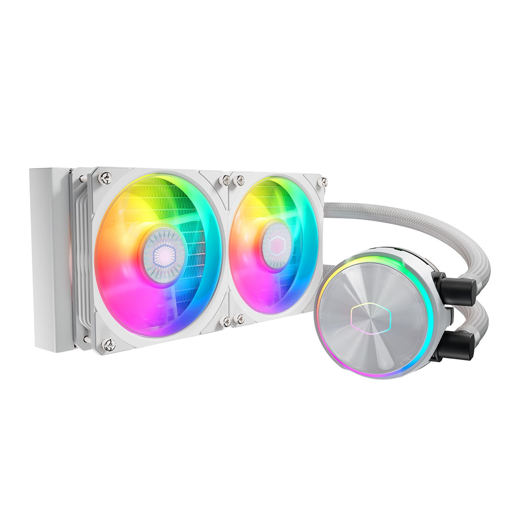 CoolerMaster PL240 Flux, 240mm All-in-One Hydro CPU Cooler, White Edition, 2x120mm PWM Fan, ARGB LEDs, Aluminium / Copper