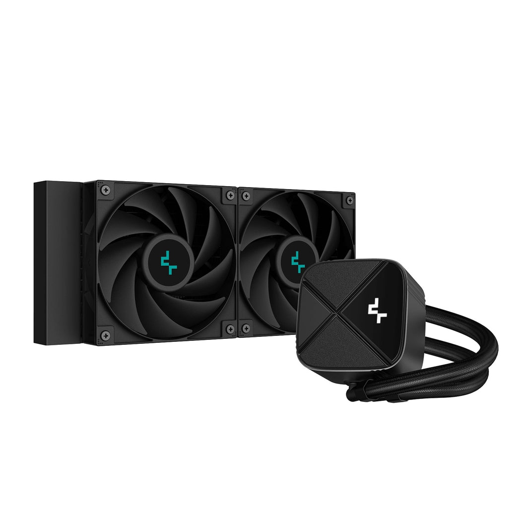 DeepCool LS520S Zero Dark All In One Liquid CPU Cooler, 240mm Radiator, 2 x 120mm Deepcool Fans, Intel/AMD