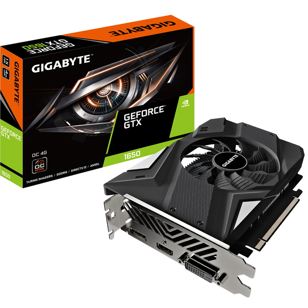 Gigabyte NVIDIA Geforce GTX 1650 D6 OC 4G (rev. 2.0) Graphics Card, 4GB GDDR6, 896 CUDA Cores, 1635 MHz Core Clock, Single Fan Compact, 1x DVI-D / 1x DisplayPort / 1x HDMI Port