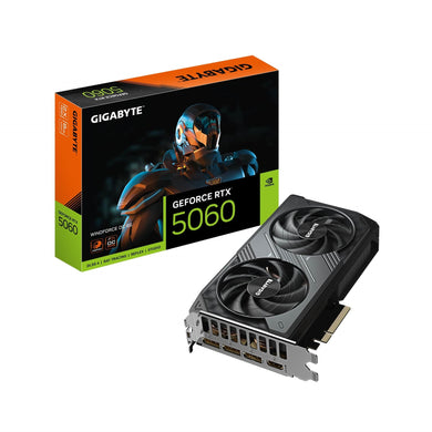Gigabyte NVIDIA GeForce RTX 5060 WINDFORCE OC 8GB GDDR7 Graphics Card, 3840 CUDA Cores, 2512MHz Core Clock, Dual Fan, 1x DisplayPorts / 1x HDMI Ports