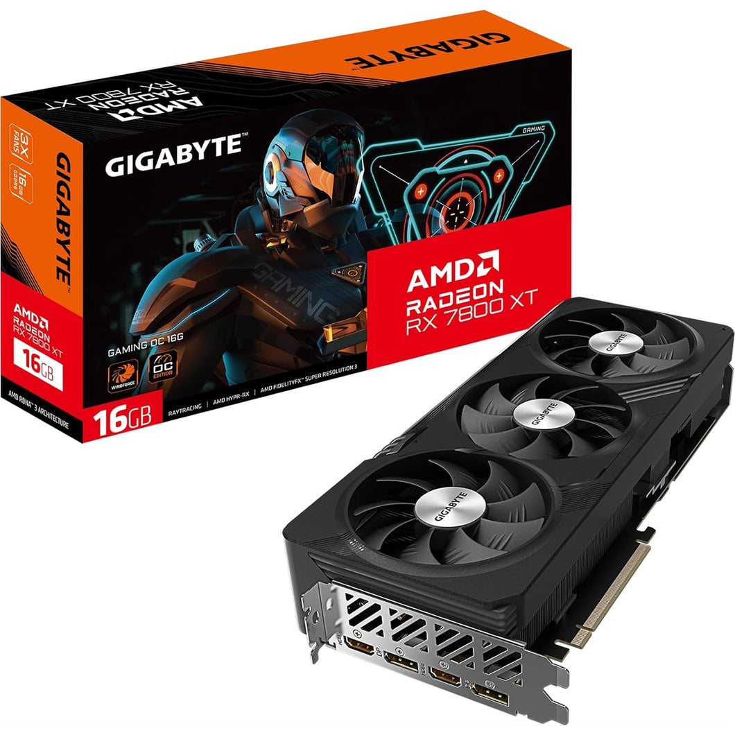 Gigabyte AMD Radeon RX 7800 XT GAMING OC Graphics Card, 16GB GDDR6, 3840 Streams, 2565 MHz Boost Clock, Triple Fan, RGB, 2x DisplayPorts / 2x HDMI Por