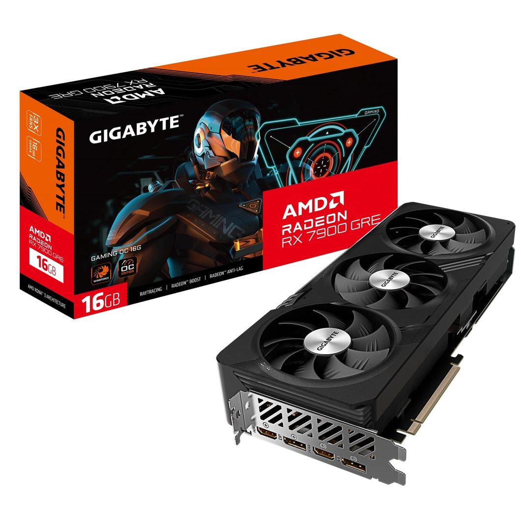 Gigabyte AMD Radeon RX 7900 GRE GAMING OC Graphics Card, 16GB GDDR6, 5120 Streams, 2391 MHz Boost Clock, Triple Fan, RGB, 2x DisplayPorts / 2x HDMI Ports