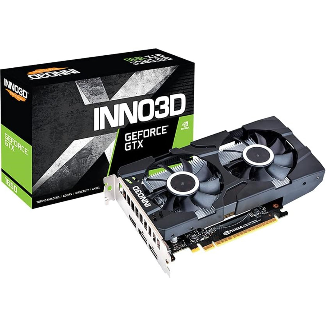 Inno3D NVIDIA Geforce GTX 1650 GDDR6 TWIN X2 OC V2 Graphics Card, 4GB GDDR6, 896 CUDA Cores, 1635 MHz Boost Clock, Dual Fan, 3x DisplayPorts / 1x HDMI