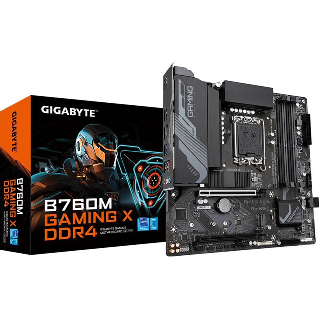 Gigabyte B760M GAMING X DDR4 Intel 1700 Socket Motherboard, Micro-ATX, 4x DDR4 Slots, 2x M.2 Sockets, 1x USB-C Port, Fitted I/O Shield, 2.5GbE LAN, 1x