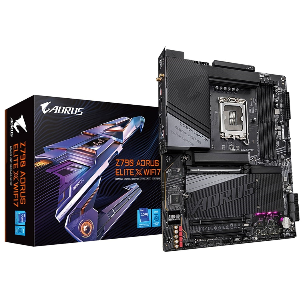 Gigabyte Z790 AORUS ELITE X WIFI7 Intel 1700 Socket Motherboard, ATX, 4x DDR5 Slots, 2x M.2 Sockets, 2x USB-C Port, Fitted I/O Shield, 2.5GbE LAN, Wi-Fi 7, 1x DisplayPort / 1x HDMI Port